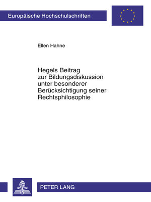 cover image of Hegels Beitrag zur Bildungsdiskussion unter besonderer Beruecksichtigung seiner Rechtsphilosophie